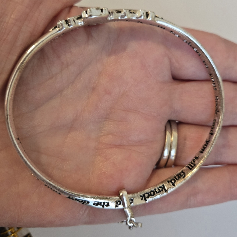 MOBIUS ASK SEEK KNOCK BANGLE BRACELET SILVER-PLATED, Gift Boxed #7 - Picture 10 of 16